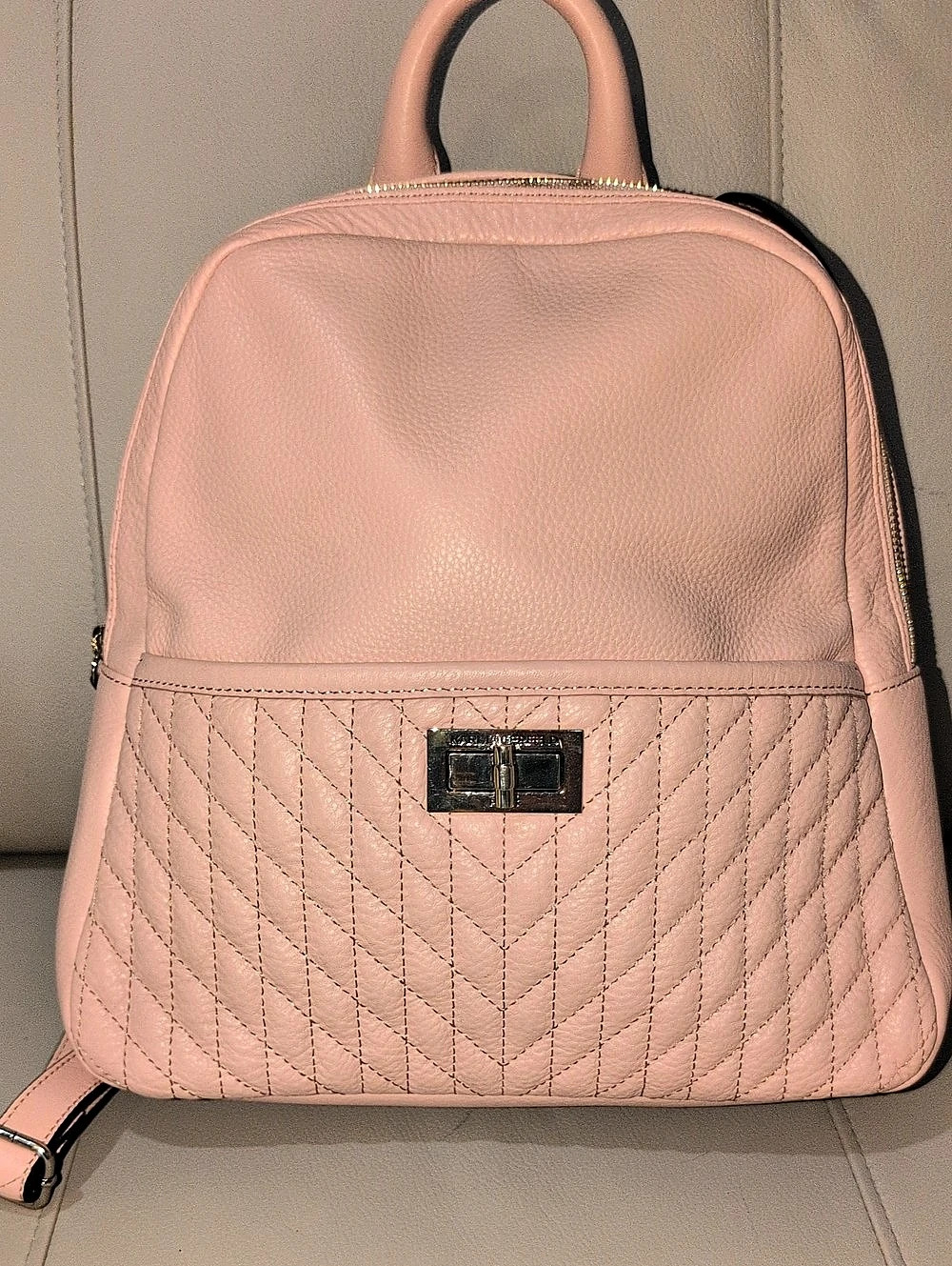 Karl Lagerfeld Quilted Backpack in Pink